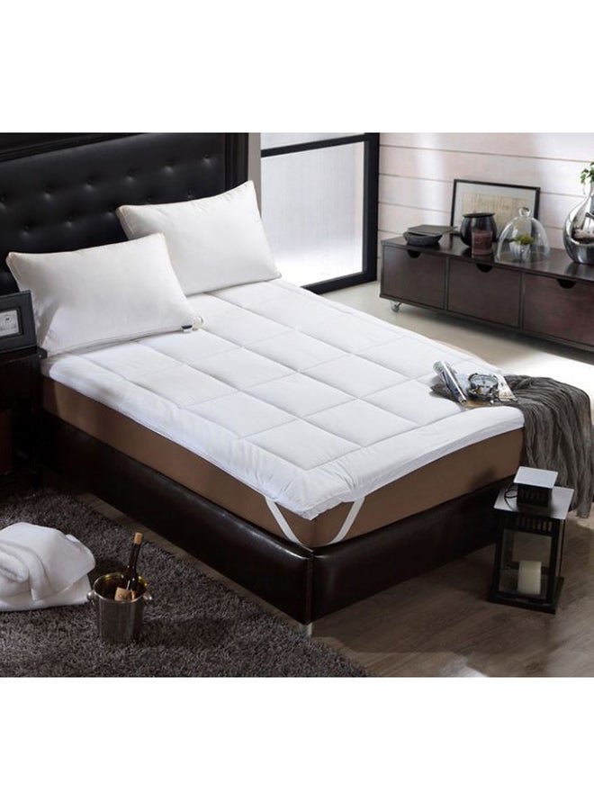 RISHAHOME Soft Virgin Fiber Filled Mattress Topper Double L Size Microfiber White