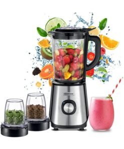 KENWOOD Glass Blender Smoothie Maker With Grinder Mill, Chopper Mill, Ice Crush Function 2 L 1000 W BLM45.720SS Silver/Clear/Black