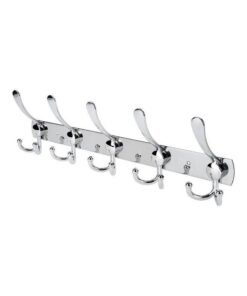 Stainless Steel 5 Hooks Wall Mount Coat Hook Towel Coat Hat Door Hanger Rack silver 20*10*20cm