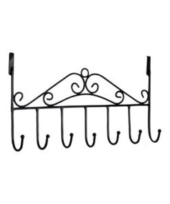 Bag Towel Coat Clothes Hat Over Door Hanger 7-Hook Bathroom Hanging Rack Holder Black 20*10*20cm