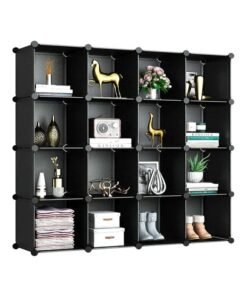 16 Cube Foldable Storage Cabinet Black 147x37x147cm