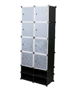 8 Cube Multifunctional Storage Cabinet Black/White 142x37x183cm