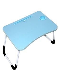 Foldable Laptop Table With Cup Holder Blue 60 x 42cm