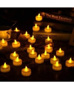 XiuWoo 24-Piece LED Real Wax Battery Operated Flameless Candle Tea Light Set White