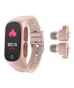 2-in-1 Smart Watch Tws Earbuds Fitness Tracker True Wireless Pink