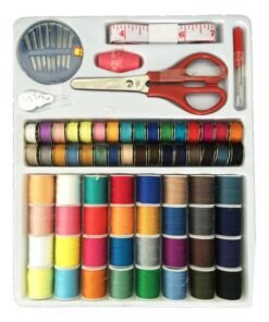 Set Portable Spools Thread Yarn Needle Scissors Hand Craft Sewing Tools Multicolour 32 x 24 x 3cm