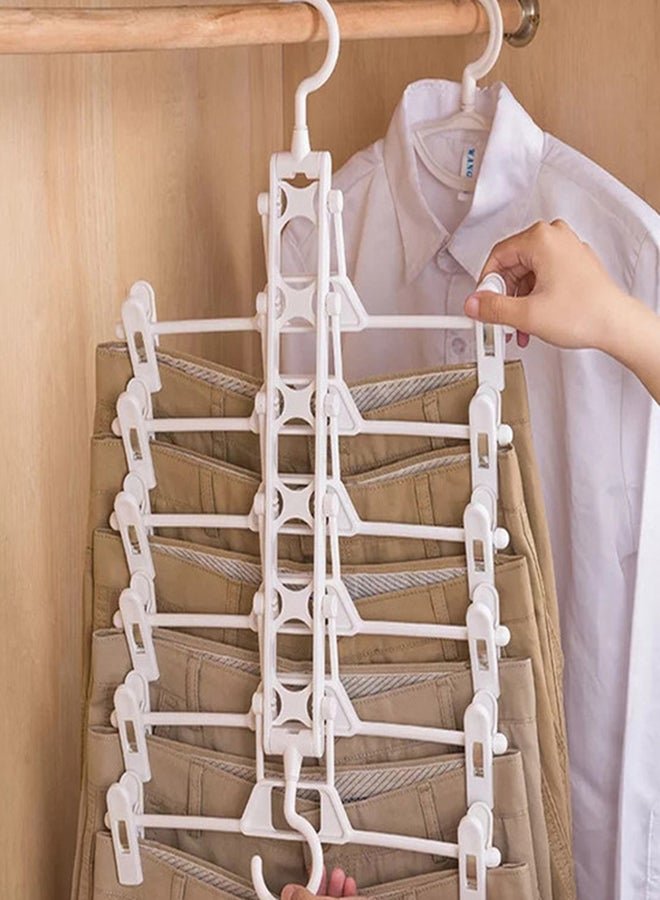 fashionhome Multi Functional 180 Degree Drying Pants Rack Clothes Plastic Hanger With Anti-Slip Clip Silver 34.5x34x27cm