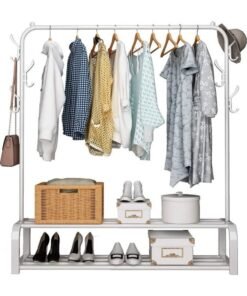 Clothes Organizer And Coated Metal Rack White 110*33*150cm