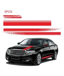 5-Piece Universal Car Racing Body Side Stripe Skirt Roof Hood Decal Sticker