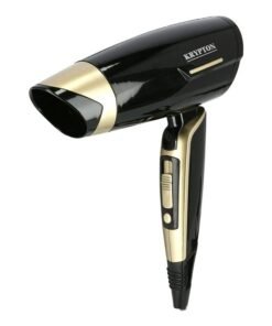 KRYPTON Hair Dryer with Cool Shot, 2 Heat Settings & Concentrator Nozzle – Compact & Travel-Friendly Design Black