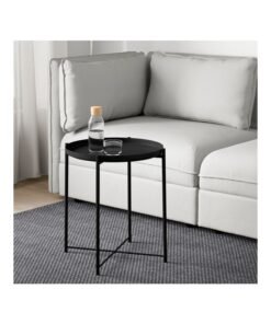 Eworld Round Coffee Serving Tray Table Black - Image 3