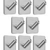 8-Piece Sticky Wall Hanger Hooks Silver 4.5x4.5cm