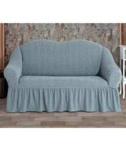 Fabienne 2-Seater Super Stretchable Anti-Wrinkle Jacquard Sofa Cover Grey Fits On Sofa Up-To 180cm