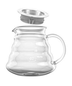 MIBRU V60 Coffee Server Heat Resistant Glass Pot Pour Over Coffee Tea Server Kettle Coffee Maker Clear 600ml