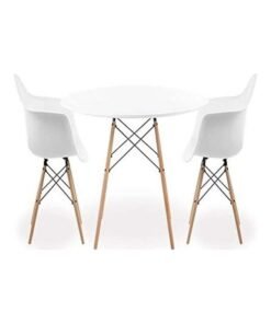 AKF 3-Piece Round Table With Chairs White 80x70x61cm
