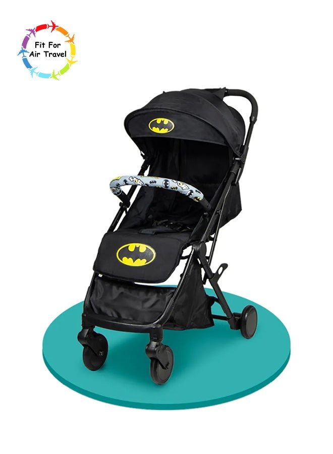 Warner Bros Disney Warner Bros. Batman Travel Stroller 0 36 Months, Compact Design, Storage Basket, Rear Breaks, Travel Compatible, Trolley Handle And More., Black