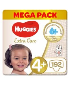 HUGGIES Extra Care Baby Diapers, Size 4+, 10 - 16 Kg, 192 Count (64 x 3) - Mega Pack, Gental Skin Care, Breathable Material