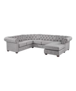 ASGHAR FURNITURE Koa Imperial Tufted Sofa 7 Seaters Grey 280x85x220cm