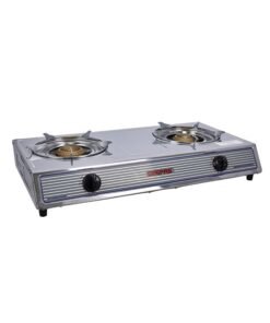 GEEPAS Stainless Steel Gas Cooker| 2 Heavy Duty Cast Iron Burner With Electroplated Pan Support| Low Gas Consumption And Energy Efficient Burners| Auto Ignition System, LPG Gas Stove, Perfect For Homes, Apartments, 2 Years Warranty GGC31033 Silver