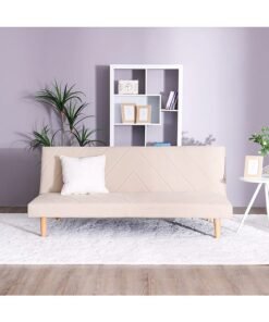DANUBE HOME Eudora 3 Seat Fabric Sleeping Sofabed Three Seater Convertible Sofa Cum Bed Beige 177x90x75cm