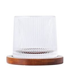 Shuer Glass With Walnut Base for Water, Juice, Beverages Clear