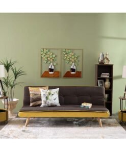 DANUBE HOME Beatrice 3 Seater Fabric Sleeping Sofabed Convertible Sofa Cum Bed Brown 180x80x77cm