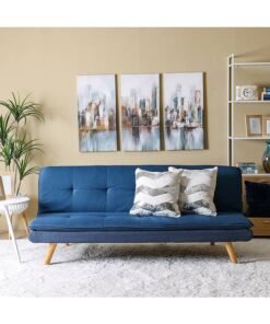 DANUBE HOME Beatrice 3 Seater Fabric Sleeping Sofabed Convertible Sofa Cum Bed Blue 180x80x77cm