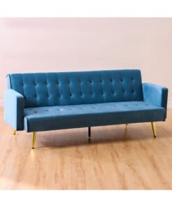 Alternative view of DANUBE HOME Claude 3 Seat Fabric Sleeping Sofabed Metal Leg Three Seater Convertible Sofa Cum Bed Ocean Blue 191x81x75.5cm