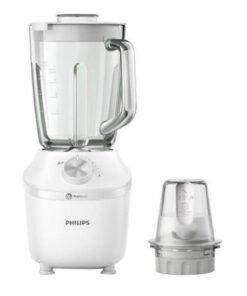 Philips Glass Jar Blender - 2 Speeds + pulse, Comes with Chopper, 2 L 600 W HR2291/20 White