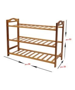 Alternative view of DRAMA HOME 3-Tier Shoe Rack Organizer Beige 50x66x20cm