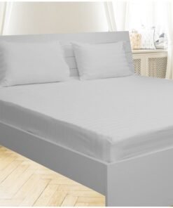 Hotel Linen Klub King Fitted Sheet - 100% Cotton 600Tc 1INCH Stripe Sateen Weave with elasticized deep pocket Cotton White 200x200+ 30cm