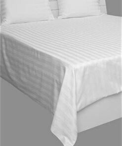 Hotel Linen Klub 3Pc King Bed Sheet Set - 600TC 100% Cotton Sateen 1 Inch Stripe  Supersoft Quality, Size: (260x280 cm) 2 Pillowcases (50x75 cm), White White 260x280cm