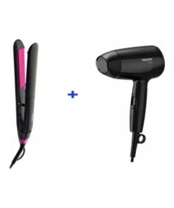 Philips Essential Thermo-Protect Hair Straightener And Hair Dryer Black/Pink