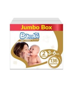 Sanita Bambi Baby Diapers Jumbo Box Size 2, Small, 3-6 KG, 136 Count