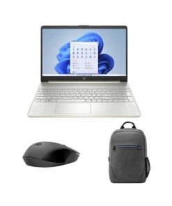 HP (Upgraded Version) Laptop 15s-fq5050ne With 15.6-Inch FHD Display, 12th Gen Intel Core i5 1235U Processor/8GB RAM/512GB SSD/Intel Iris XE Graphics/Windows 11 + HP 150 Wireless Mouse + HP Prelude 15.6-Inch Backpack English Gold