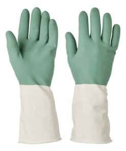 Royalford Cleaning Gloves, Natural Latex Comfortable Gloves, RF10491 2pcs Reusable Convenient Grip Gloves Non-Slip Surface & Long Sleeves MULTICOLOR