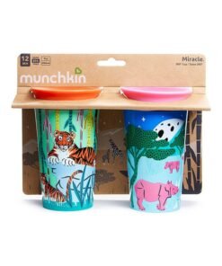 Munchkin Miracle 360° Wildlove Sippy Cup 9oz/266ml Rhino and Tiger 2 Pack