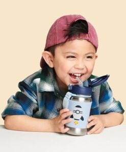 Skip Hop Toddler Sippy Cup With Straw, Sparks Stainless Steel Straw Bottle, Robot - Image 4