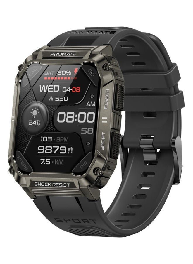 PROMATE 400 mAh Smart Watch, Rugged Bluetooth 5.1 Fitness Tracker With 1.95” Tft Display, 12 Day Battery Life, 100 Watch Faces, 100 Sports Modes And Ip67 Water Resistance For Iphone 14,15, Galaxy S22, Xwatch-S19 Black