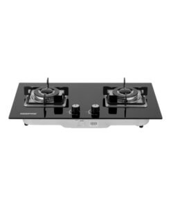 GEEPAS Auto Ignition Double Burner Gas Stove with Tempered Glass Panel Sabaf Burners Built GGC31018 Black