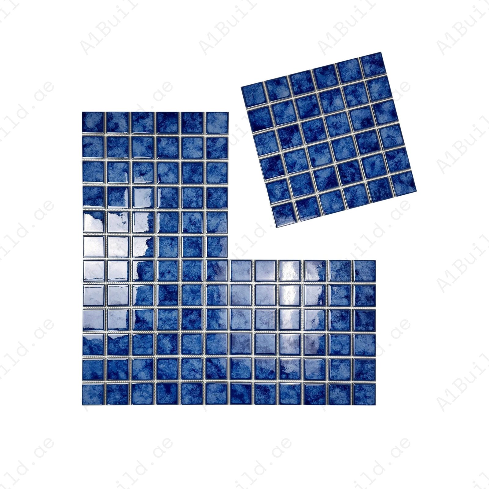 Midnight Splendor Series Neon Blue Iced Flower Texture Crystalline Glazed Porcelain Mosaic - Image 2