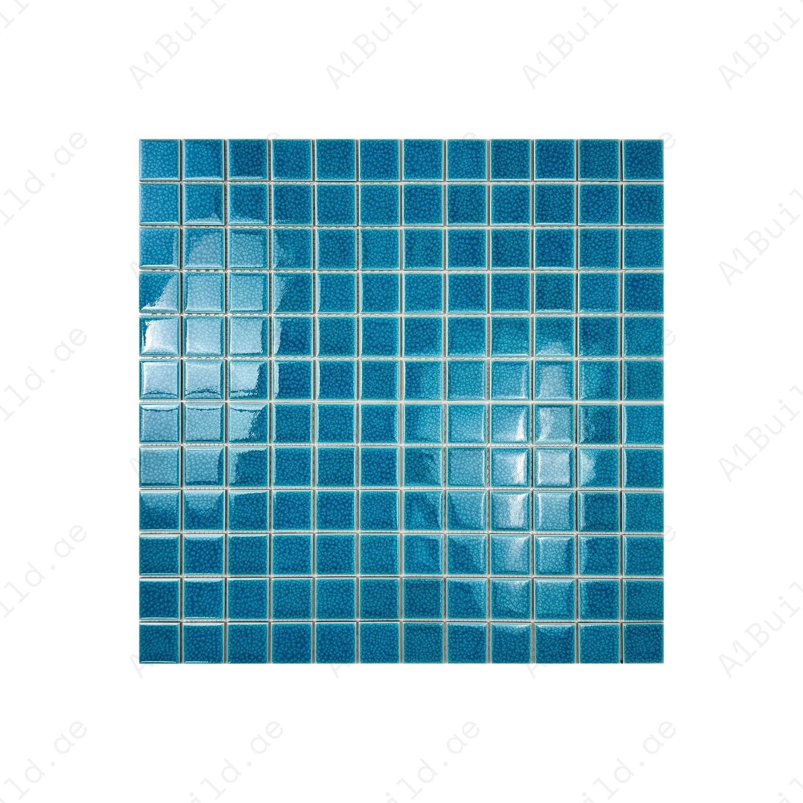 Oceanic Opal Series Cyan Blue Crackle Porcelain Mosaic