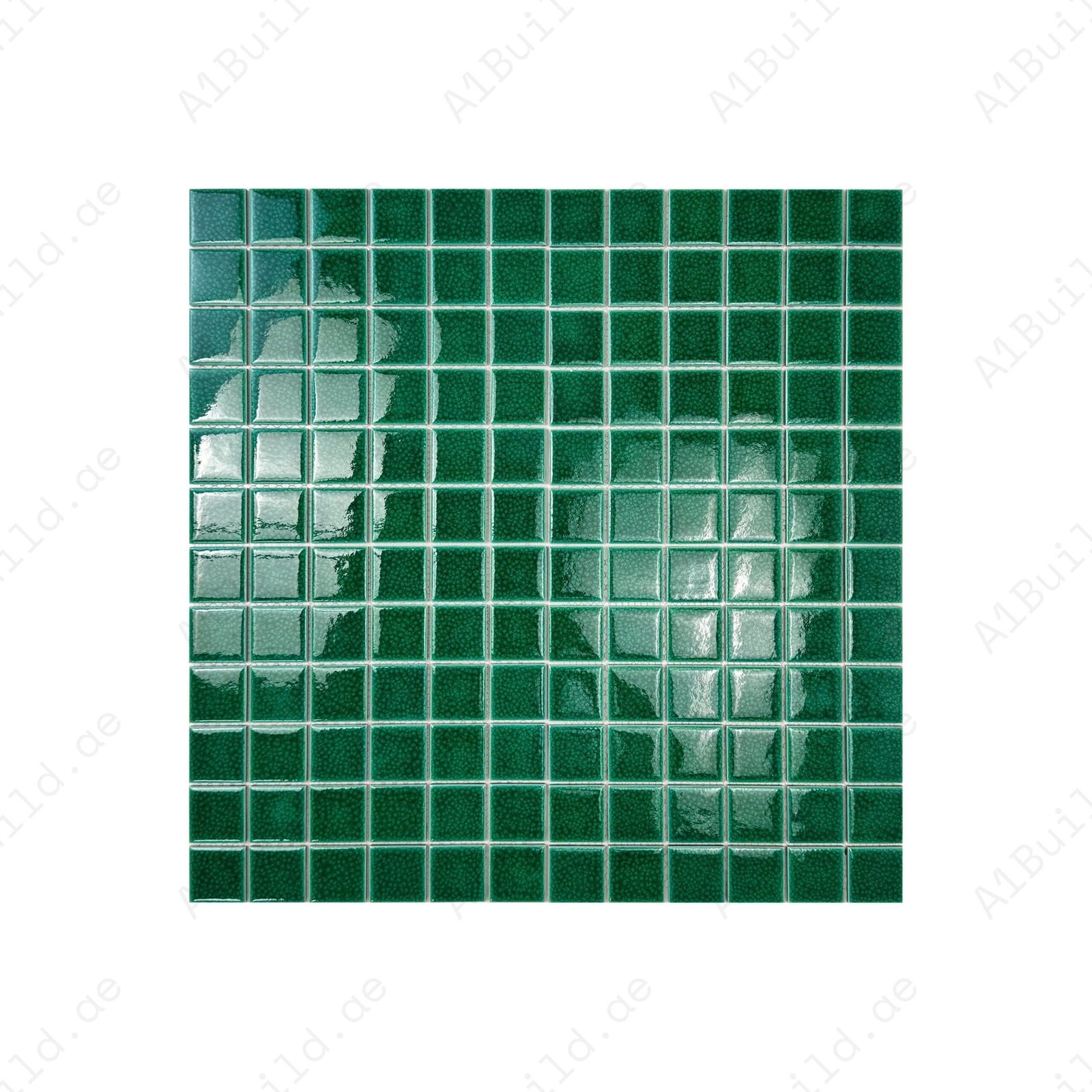 Oceanic Opal Series Forest Green Convex Surface Crackle Porcelain Mosaic