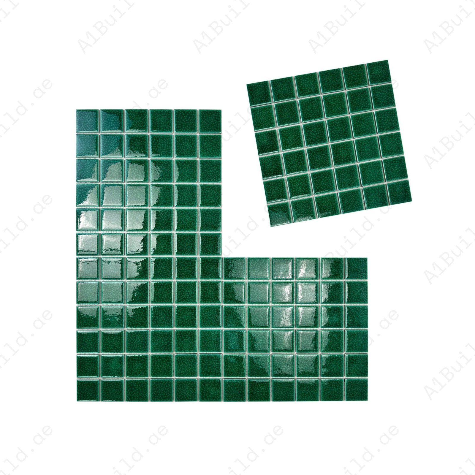 Oceanic Opal Series Forest Green Convex Surface Crackle Porcelain Mosaic - Image 2
