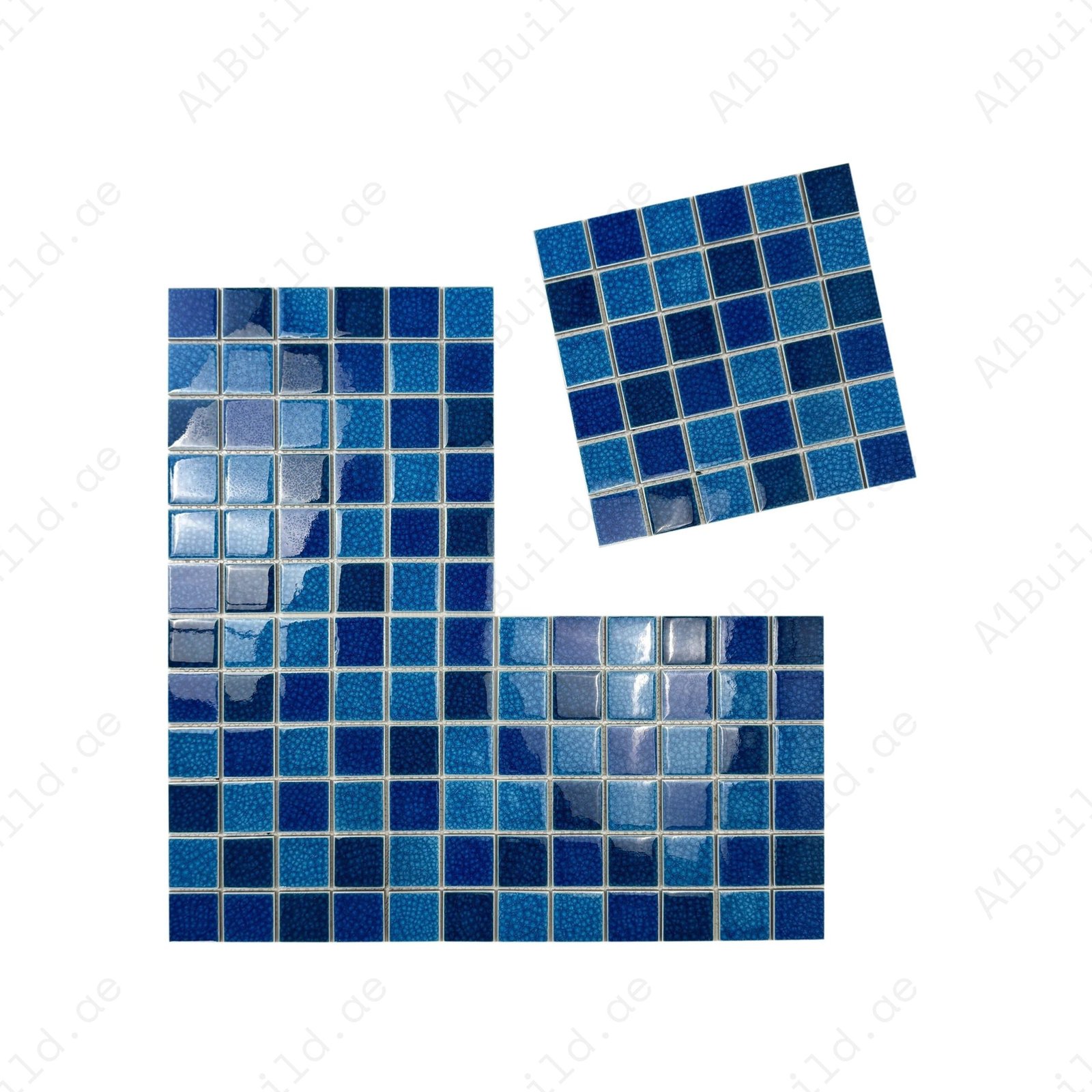 Oceanic Opal Series French Blue & Klein Blue & Navy Blue Mixed Double Crackle Porcelain Mosaic - Image 2
