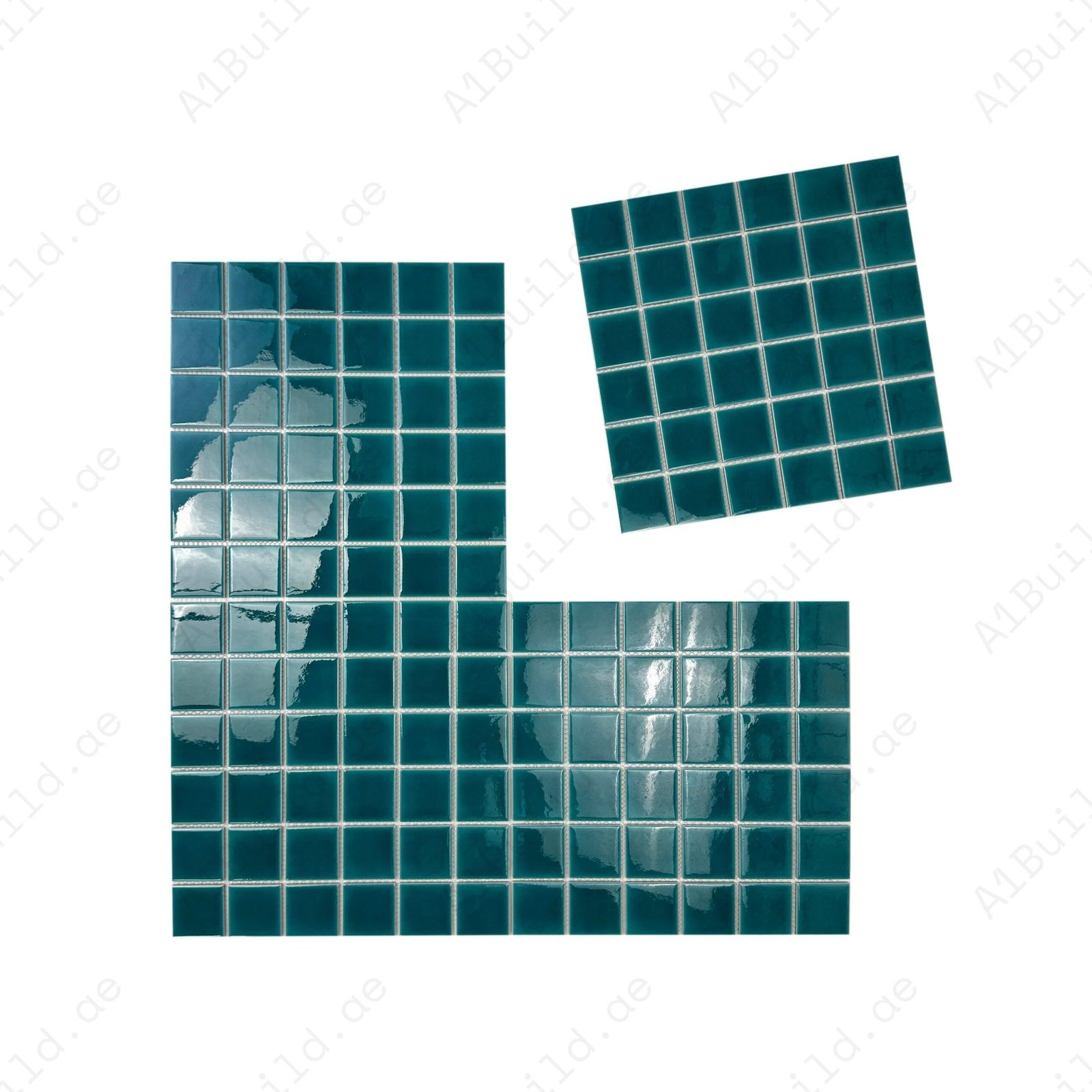 Oceanic Opal Series Teal Blue Crackle Porcelain Mosaic - Image 2