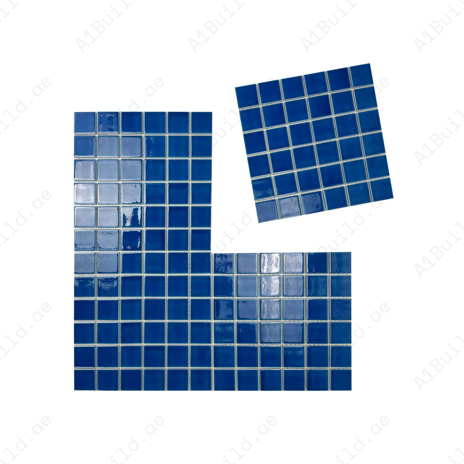 Oceanic Opal Series Ultra Marine Blue Crackle Porcelain Mosaic - Image 2
