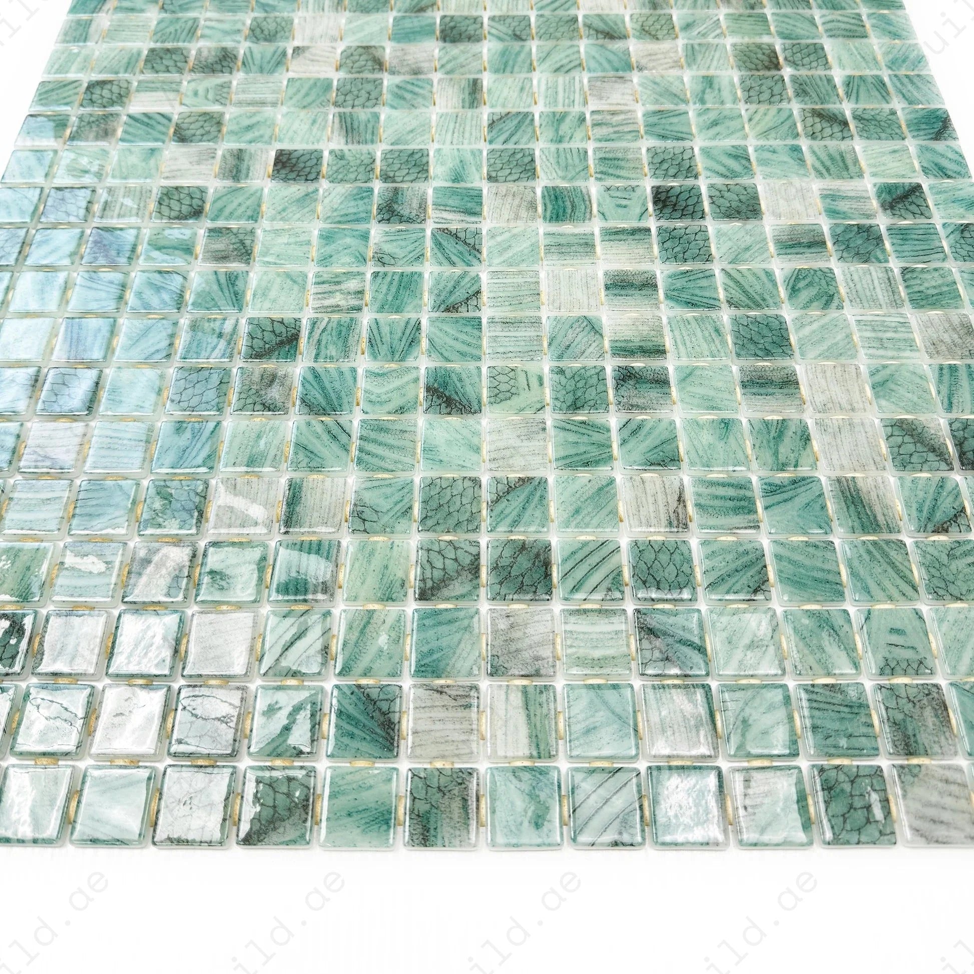 Spanish Mosaic Series Olive Green Recycled Glass Mosaic - Image 2