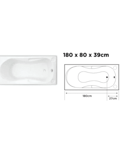 Alternative view of Optima acrylic bathtub – immerse in luxury with 180x80x39cm dimensions for a spa-like bathing experience