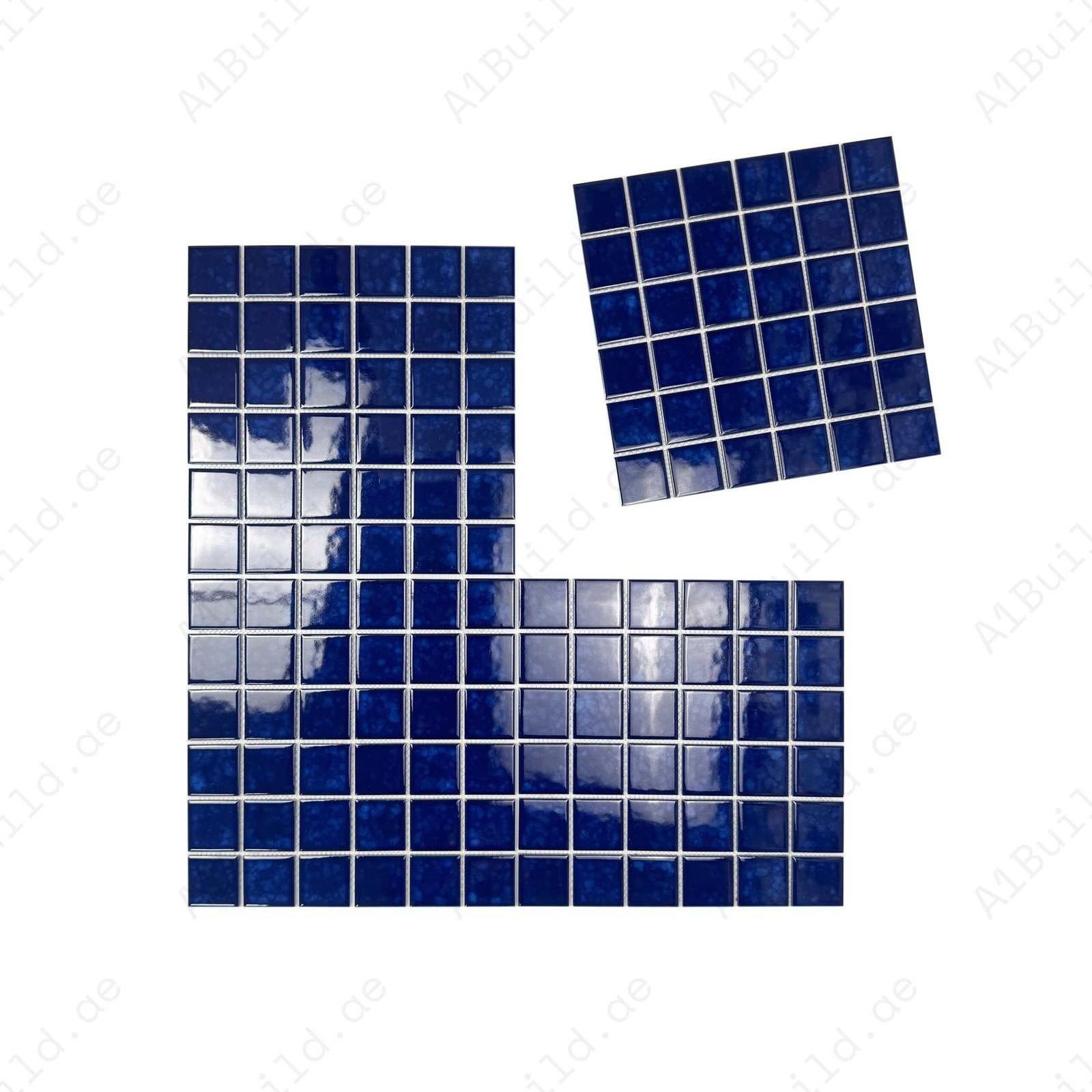 Midnight Splendor Series Oriental Blue Iced Flower Crystalline Glazed Porcelain Mosaic - Image 2